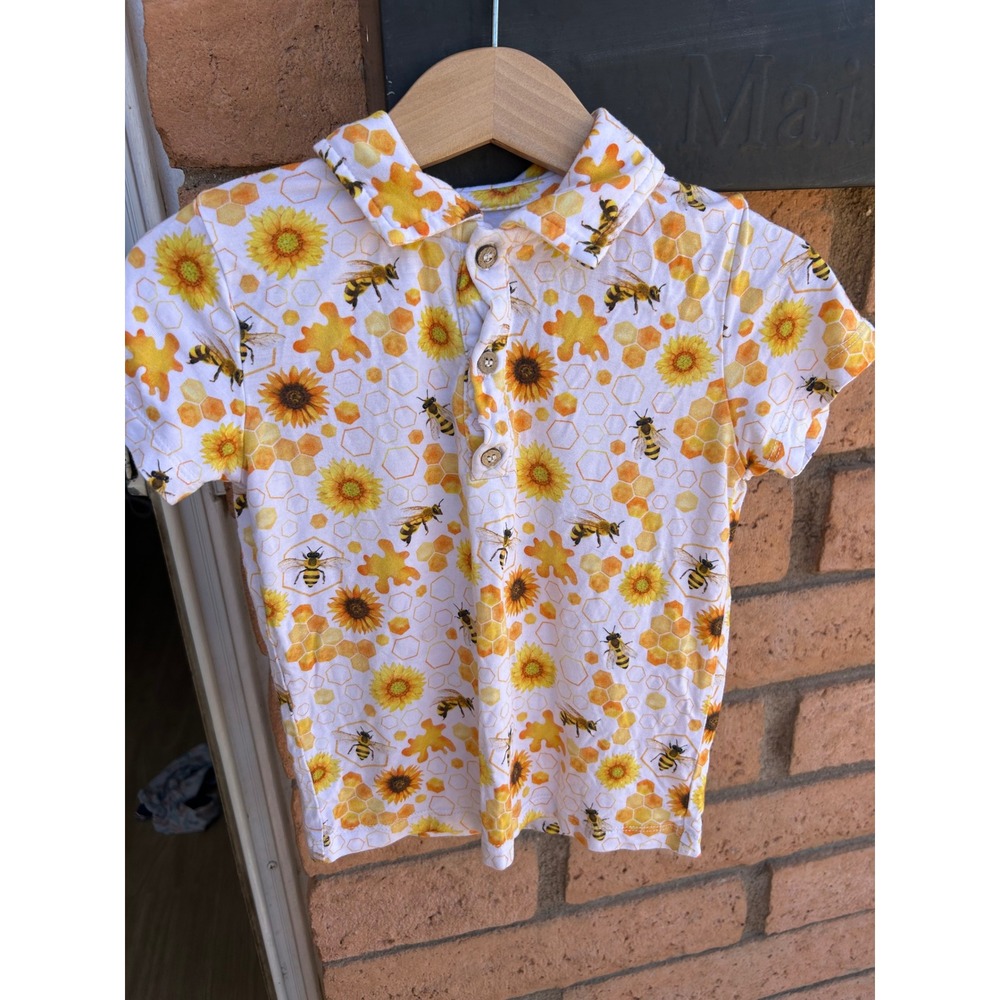 Meraki Hollow 3T Bamboo Viscose Bee Sunflower Lounge Shirt Shorts Set Toddler - Picture 3 of 6